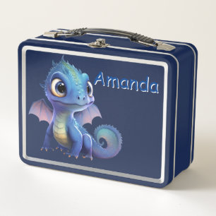 Personnaliser Bleu Dragons Métal Lunchbox