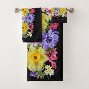 Personnaliser Elégant noir Floral Anemone Hyacinth