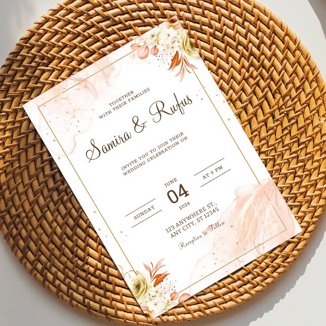 Personnaliser faire-part de mariage à fleurs roses (Créateur téléchargé)