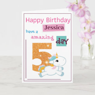 Personnaliser fille mignonne carte d'anniversaire 