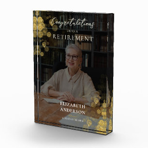 Personnaliser Gold Confetti Retraite Bloc photo