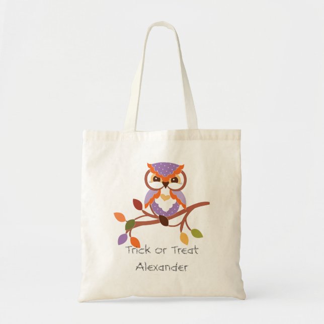 Personnaliser Halloween Chouette ou sac de traitem (Devant)