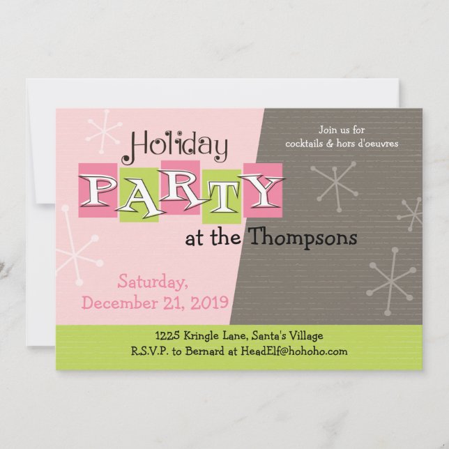 PERSONNALISER IT - Invitation de fête de Noël Retr (Devant)