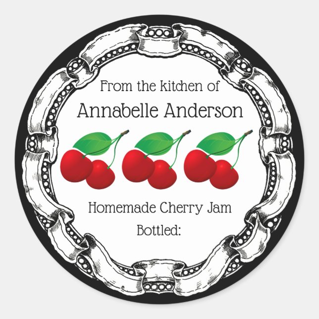 Personnaliser le Étiquette de confiture Cherry (Devant)