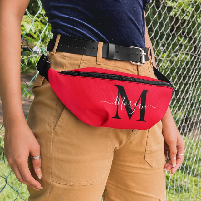 Personnaliser le Monogramme Nom initial Bright Red (Personalize Monogram Initial Name Bright Red Fanny Pack)