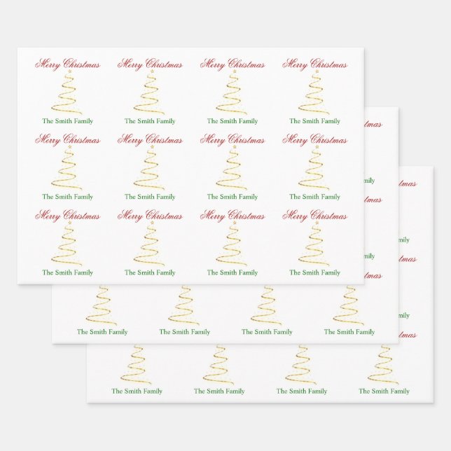Personnaliser le nom Modern Christmas Tree Papier (Lot)