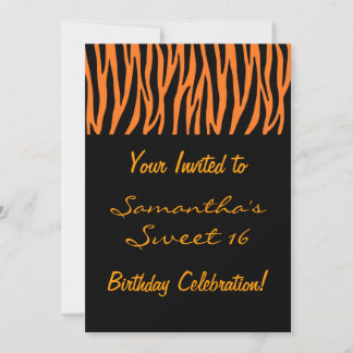 Personnaliser les Invitations zébrés orange et noi
