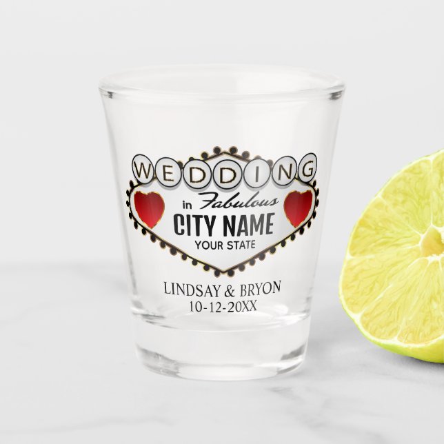 Personnaliser Mariage - Style Vegas - Verre rouge (Devant)