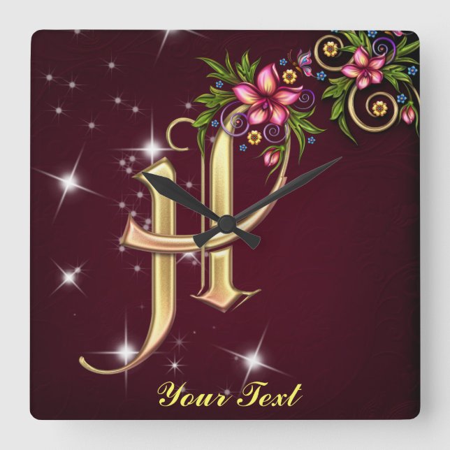 Personnaliser Monogramme H Horloge murale (Recto)