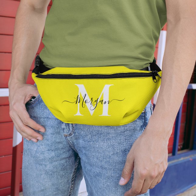 Personnaliser Monogramme Nom initial Jaune clair (Personalize Monogram Initial Name Bright Yellow Fanny Pack)