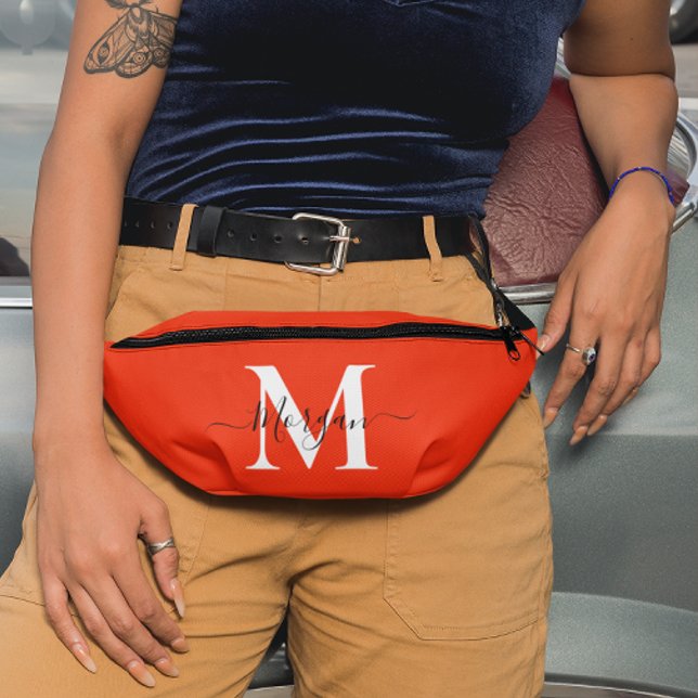 Personnaliser Monogramme Nom initial Orange (Personalize Monogram Initial Name Orange Fanny Pack)