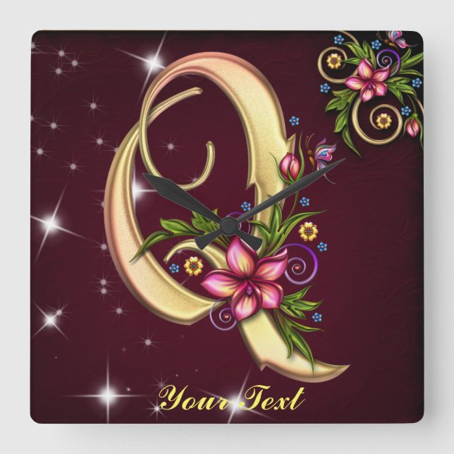 Personnaliser Monogramme Q Horloge murale (Recto)