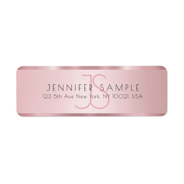 Personnaliser Monogrammed Rose Gold Adresse de ret (Devant)