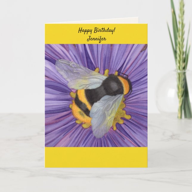 Personnaliser NOM Bee Honeybee Carte d'anniversair (Devant)