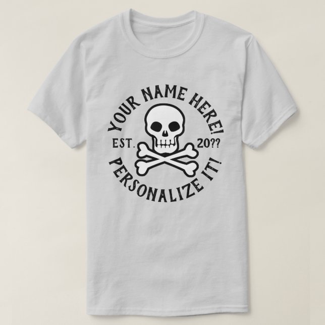 PERSONNALISER Pirate Skull and Crossbones T-shirt (Design devant)