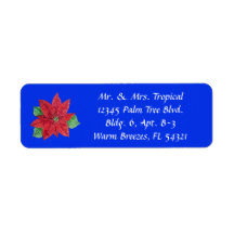 Personnaliser Poinsettia Étiquettes de adresse lon