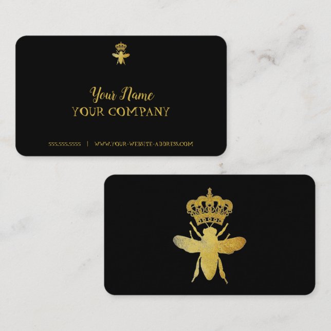 Personnaliser QUEEN BEE Cartes de visite NOIR & OR (Devant / Derrière)