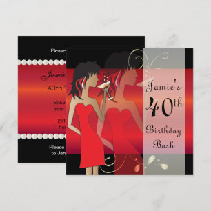 Personnaliser Red Birthday Bash Party Invitation