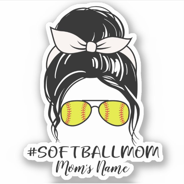 Personnaliser Softball Mom Sticker (Devant)