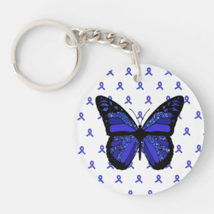 Personnalisez ce Porte - clé à papillon bleu ME/CF
