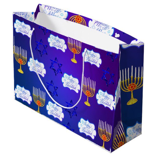 Personnalisez HAPPY HANOUKKA Menorah Cadeau Sac ca (Dos Angle)
