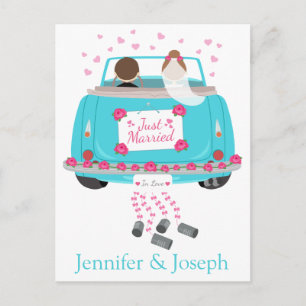 Personnalisez Just Married Blue Mariage Faire-part