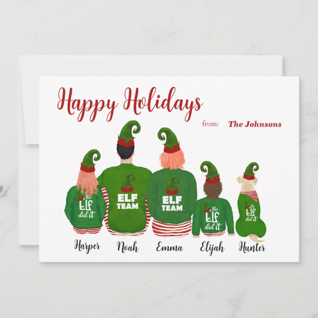 Personnalisez la carte de Noël personnalisée Elfes (Devant)