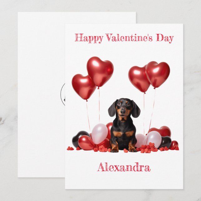 Personnalisez la carte Valentine Dachshund Heart B (Devant / Derrière)