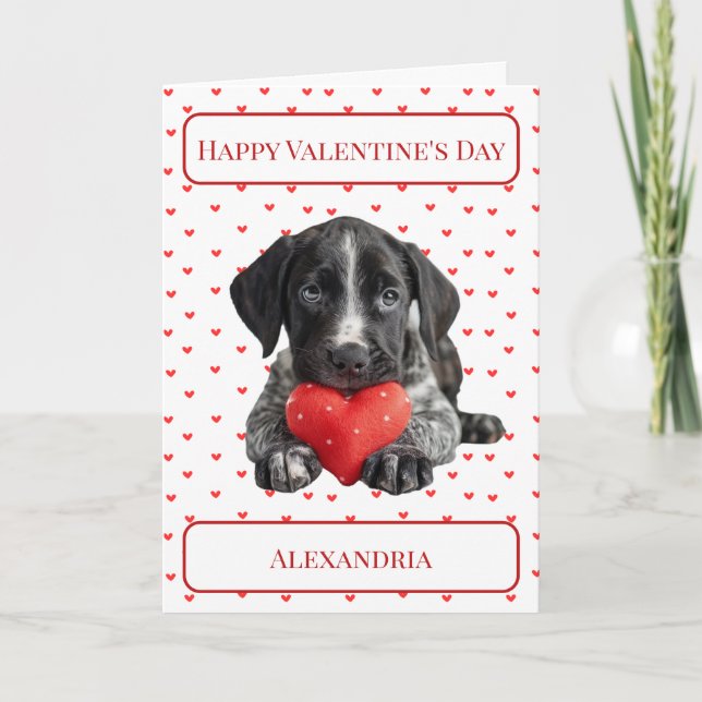 Personnalisez la carte Valentine Pointeur Allemand (Devant)