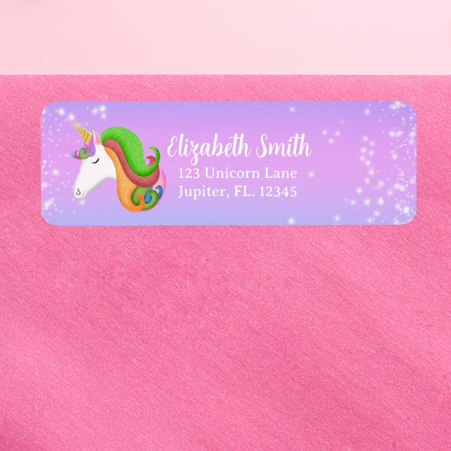 Personnalisez la Parties scintillant Unicorne colo (Perfect for camp letters, family notes, holiday invitations!)
