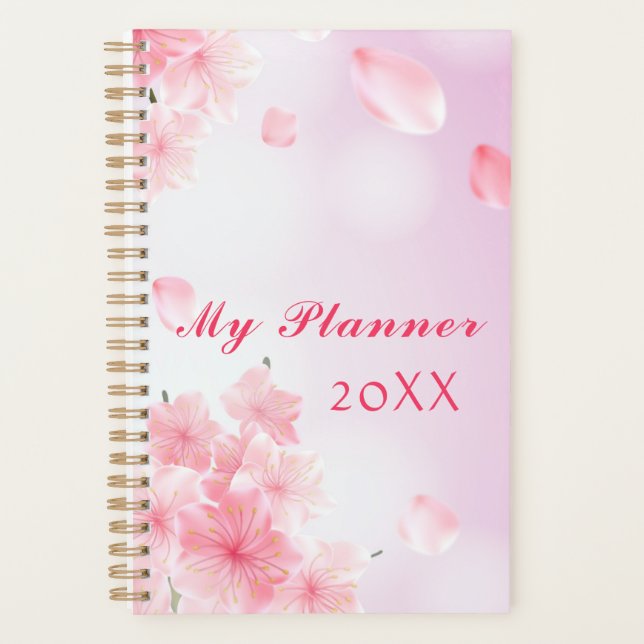 Personnalisez le planificateur annuel floral rose (Devant)