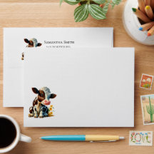 Personnalisez votre enveloppe de bébé vache