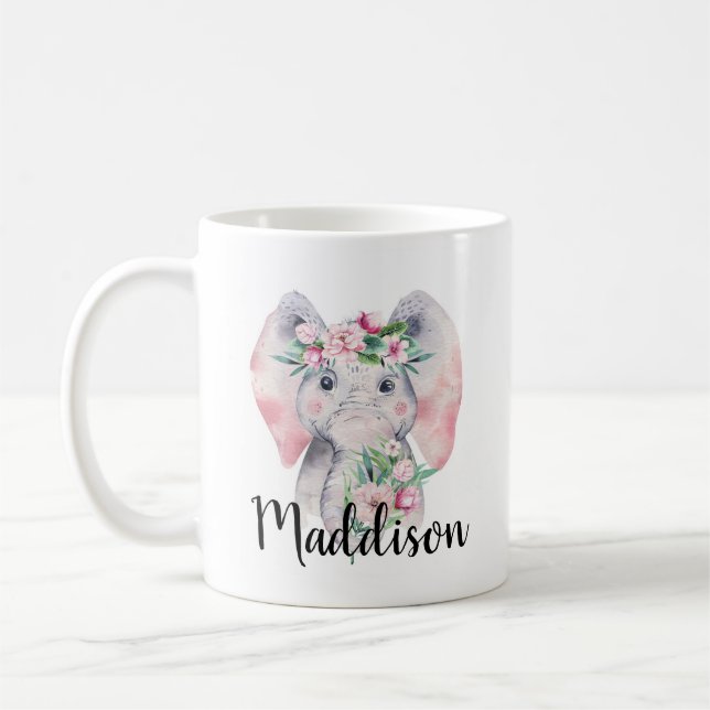 Personnalité Nom Cute Elephant Mug Maman Infirmièr (Gauche)
