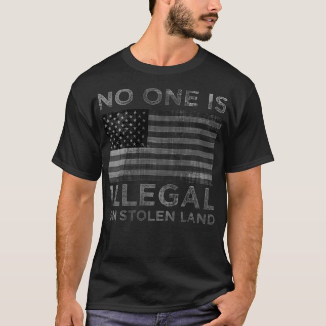 Personne est illégal sur le T-shirt volé de gris (Devant)