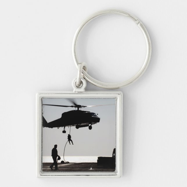 Personnel fast-rope out of an SH-60F Keychain (Front)