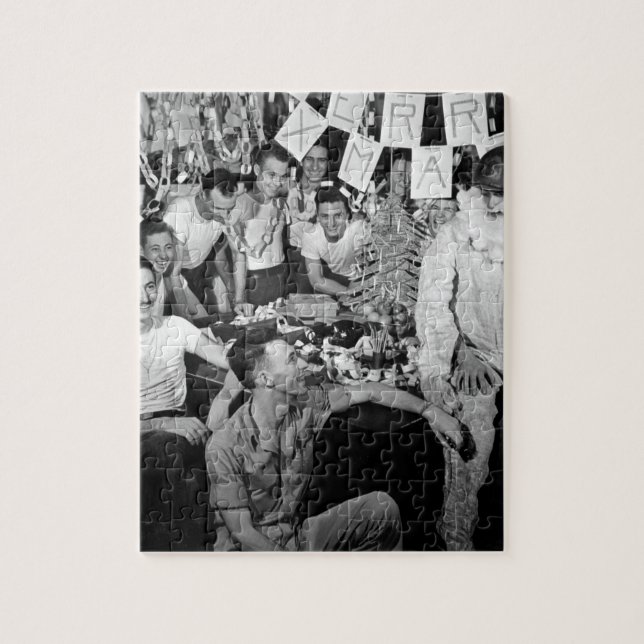 Personnel of USS LEXINGTON celebrate_War Image Jigsaw Puzzle (Vertical)