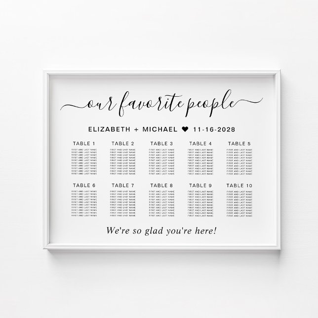 Personnes favorites 10 Tableau de Mariage de table (Créateur téléchargé)
