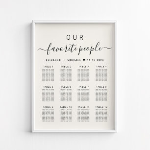Personnes favorites 12 Tableau Mariage de table