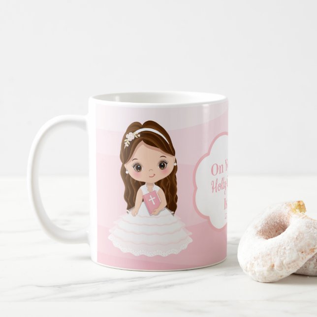 Personolé Première Sainte Communion Fille Café Mug (Avec donut)