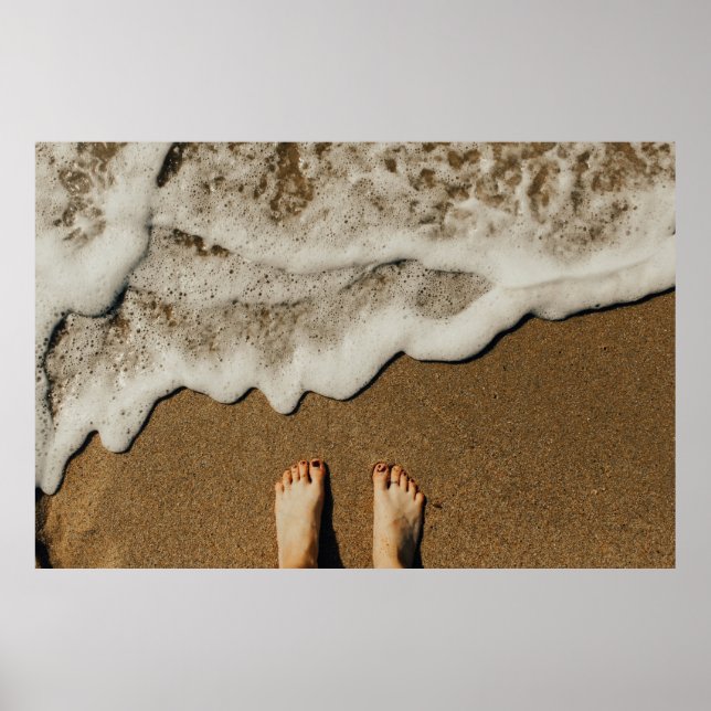 Person's feet on seashore poster (Front)
