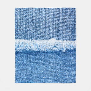 Perspective and closeup view to texture of blue je fleece blanket