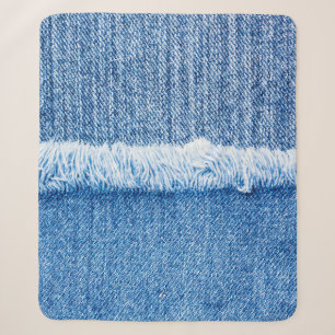 Perspective and closeup view to texture of blue je sherpa blanket