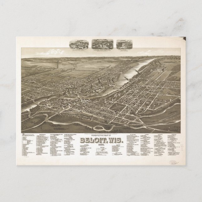 Perspective Carte de Beloit, Wisconsin (1890) (Devant)