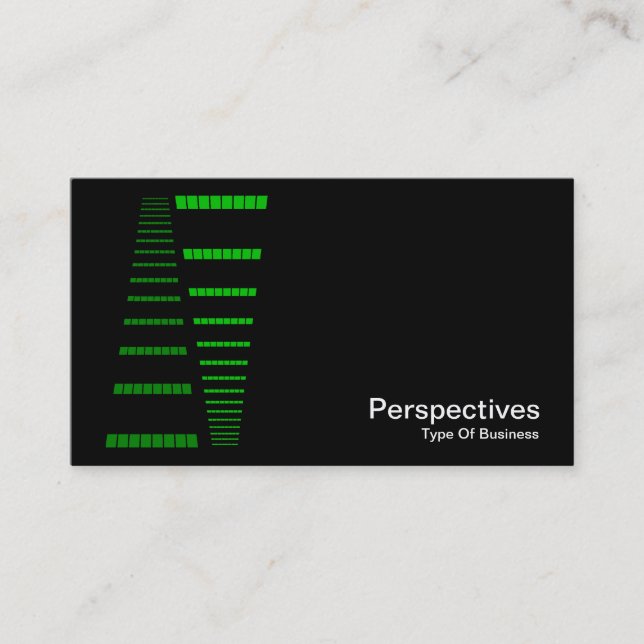 Perspectives - Green and White on Black Business Card (Front)