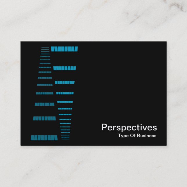 Perspectives - Sky Blue and White on Black Business Card (Front)