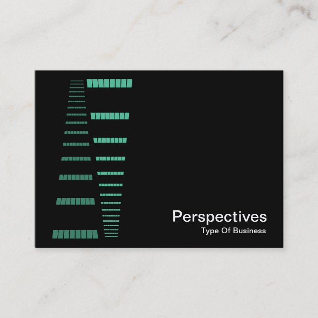 Perspectives - Turquoise and White on Black Business Card (Front)