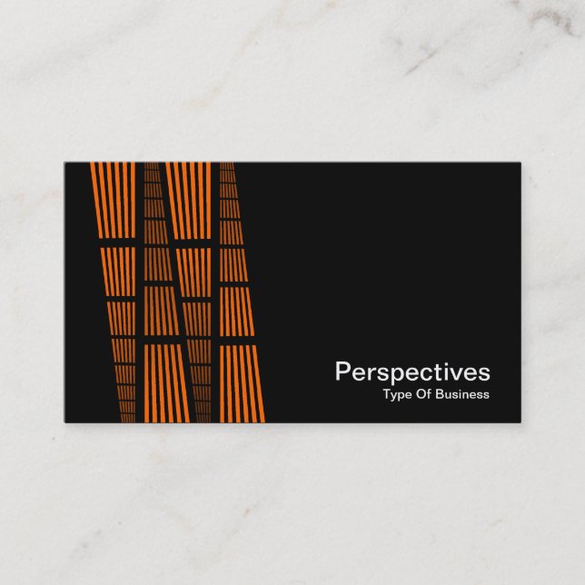 Perspectives v2 - Orange and White on Black Business Card (Front)