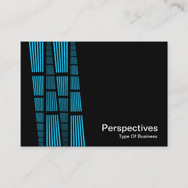 Perspectives v2 - Sky Blue and White on Black Business Card (Front)