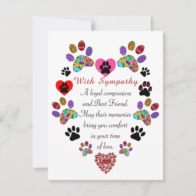 Perte d'une carte de sympathie du coeur de chien o (Devant)