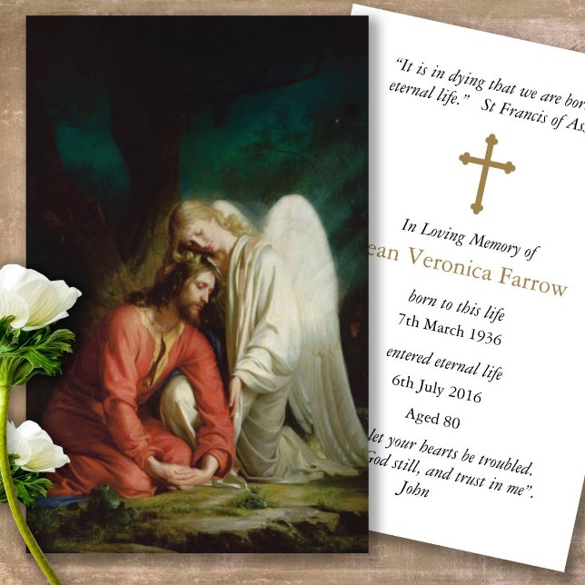Perte funéraire Cartes de Sympathie de prière Jésu (catholic, religious, celebration of life, in loving memory of, prayer cards for bereavement)